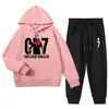 Conjunto de Moletom com Capuz e Calça de Moletom de Algodão da Moda para Crianças, Modelo Soltinho para Crianças Maiores, para Primavera e Outono
