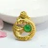 Colgante de Dragón de Ágata Natural Guan Yu Calcedonia Verde Hielo Collar de Dragón del Zodíaco Venta al por Mayor Dropshipping S4011908