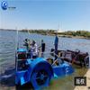 Pequeno cortador de grama semiautomático superfície de água lixo ervas daninhas máquinas de salvamento água amendoim água lótus barco de colheita