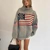 Amazon Transfronterizo Tejido Americano Ropa de Punto para Mujer Primavera y Otoño Europeo y Americano Casual Holgado Cuello Redondo Manga Larga Ropa de Punto Marca de Moda Venta al por Mayor