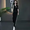 Traje Deportivo Casual de Moda para Mujer 2026 Verano Nuevo Elegante Moderno Reductor de Edad Jogger Pantalones de Pierna Ancha Conjunto de Dos Piezas