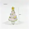 Árbol de Navidad de Vidrio Glaseado Zibo con Luces, Regalo de Escritorio Navideño de Vidrio Cepillado, Luz Nocturna, Adorno Decorativo