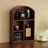 Armário de Armazenamento de Mesa Prateleira de Armazenamento Armazenamento de Cosméticos Pequeno Armário de Madeira Porta de Vidro Assado Armazenamento de Diversos de Mesa