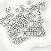 Cuentas de acrílico con letras del alfabeto inglés cuadradas plata antigua DIY pulsera de cuentas hecha a mano collar accesorios de joyería material