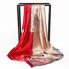Lenço de Seda Estampado Sade Feminino Primavera e Outono Novo Lenço Quadrado Versátil Elegante Proteção Solar Xale de Seda Turbante