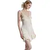 Estilo Rosa Puro Deseo Espalda Descubierta Satén Encaje con Copas Profundo V Sedoso Camisola Bata Conjunto de Ropa de Dormir 6707