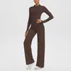 Nueva Chaqueta Deportiva de Cremallera de Manga Larga, Sensación de Piel Desnuda Transfronteriza, Ropa de Fitness, Pantalones Rectos de Cintura Alta Holgados, Conjunto de Yoga