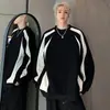 Sudadera Casual Rayada Americana para Hombre 2025 Primavera y Otoño Nueva Versátil Holgada Tendencia Chaqueta