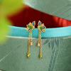 Pendientes Yuebao de plata de ley S925 con jade verde chapado en oro, estilo vintage nacional, con borlas de loto esmaltadas, elegantes pendientes de plata.