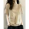 Tops de Verano para Mujer Talla Grande que Cubren la Barriga, Elegantes de Talla Grande 2026 Nuevo Estilo Falsos de Dos Piezas Hermosas Camisetas de Manga Corta para Mujer