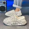 Nuevas Pantuflas de Algodón para Hombre de Otoño e Invierno con Suela Gruesa de Eva, Felpa y Cálidas, Adecuadas para que las Mujeres las Usen Afuera, Zapatos de Algodón para Hombre al por Mayor