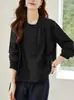 Camisa de Algodón Puro con Cuello Redondo y Mangas Largas para Mujer, Nuevo Estilo Primavera y Otoño 2026, Blusa Casual Holgada con Estilo Versión Coreana, Top Único