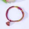 Pulsera Trenzada Multicolor Estilo Nacional con Colgante de Aleación Esmaltada, Ajustable, Accesorio de Mano Estilo Nacional de Paz y Buena Suerte