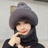 Conjunto de Gorro e Cachecol para Mulheres, Novo Estilo Inverno 2025, Forrado com Lã e Espesso, À Prova de Vento e Frio para Ciclismo, Bicicleta Elétrica, Gorro Quente de Pull-Over