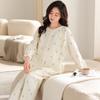 Cárdigan Casual de Verano de Algodón Imitación de Manga Larga Ropa Luna Pijama Maternal Postparto para el Hogar Traje para Lactancia