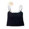Camisola sin mangas de seda helada en forma de U para mujer, estilo delgado con copas, para llevar por dentro o por fuera, dulce picante cómoda, sin espalda. Foto real