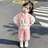 Conjunto da Moda de Primavera para Meninas Conjunto de Duas Peças com Moletom Casual Estilo Coreano para Meninas Infantis Roupas de Desenho Animado para Bebês Meninas Primavera Outono