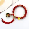 Pulsera Thangka Estilo Tíbet con Cinco Deidades de la Riqueza, Pulsera Tejida a Mano con Tara Verde y Cinco Santos, Pulsera Caja Gahu