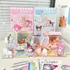 Sanrio Coche Comedor Silencioso Lindo Dibujo Animado Creativo Pegatina de Burbujas Corte Estéreo Escena Hecha a Mano Juguete para Niña