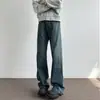 Jeans Largos de Marca Modernos para Hombre Color Pierna Recta Retro Desgastados Pantalones de Calle Alta Amarillo Lodo Estilo Nuevo Holgado Fresco Americano