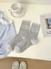 Calcetines de Mujer Estilo Coreano, Calcetines Rayados de Media Pantorrilla Estilo Mori, Cómodos y Transpirables, Nuevos Calcetines Holgados de Doble Aguja para Primavera y Verano, Venta al por Mayor desde el Fabricante