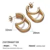 Pendientes Taina de Acero Inoxidable Estilo Europeo y Americano con un Toque de Lujo Ligero y Gama Alta, Electrochapados en Oro de 18 Quilates, Pendientes Abiertos Irregulares de Acero de Titanio para Vacaciones, Estilo Ins