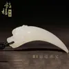 Pingente de Dente de Lobo de Jade Real Hetian para Homens, Pingente de Dente de Jade, Colar Amuleto Protetor, Pingente de Jade para Homens e Mulheres, Estilo Dominante