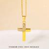 Collar de Cruz de Acero de Titanio Transfronterizo con Zircón Accesorios para Mujer, No se Desvanece, de Alta Gama, Nicho, Conserva el Color, Cadena de Clavícula de Lujo Ligero