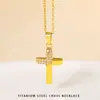 Colar Cruz de Aço Titânio Joia Antidesgaste Feminino Luxo Leve Nicho Alta Qualidade Aço Inoxidável Zircônia Pingente