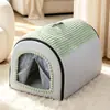 Nueva Cama para Perro Otoño/Invierno 2026, Desmontable y Lavable, Cálida, Cerrada, Nido Seguro para Dormir Perro con Cortina de Puerta, Tienda para Gatos