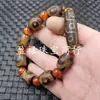 Pulseira de Ágata de Lama Dzi Beads Jade Pulseira de Contas Redondas Padrão de Três Olhos Contas Dzi de Nove Olhos Pulseira de Contas Estilo Antigo Pulseira Passepartout de Contas