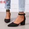 Sapatos Femininos Juyuan 2026 Estilo Europeu e Americano Bico Fino Tamanho Grande Salto Alto com Fivela, Sapatos Individuais de Moda Feminina para o Verão