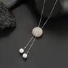 Collar de Acero de Titanio Desplegable que No se Desvanece para Mujer, Estilo Coreano Otoño e Invierno Cadena Clásica para Suéter, Colgante Largo de Alto Gama para Ropa