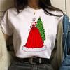 Camiseta Feminina de Manga Curta de Natal ins Moda Estampada Manga Curta Estação Independente Tamanho Europeu Tamanho Grande Camiseta Básica
