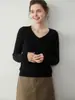 O Segredo para Emagrecer em Looks Totalmente de Caxemira para o Trabalho~ Camada Base Versátil Regular com Decote V de Caxemira de Cabra Feminina, Novo para Outono e Inverno 2025