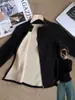 Chaqueta Negra de Polar con Grafeno Cintura Ajustada para Mujer Otoño/Invierno Ajustada Rompevientos Capa Interior Top Interior Cálido