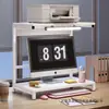 Mesa de computador com luz, monitor, mesa de computador, prateleira de mesa, armazenamento de mesa, suporte para impressora
