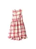 Vestido Chaleco sin Mangas a Cuadros Estilo Coreano Nuevo de Verano para Niñas Mayores, Vestido de Princesa, Vestido Largo Holgado de Algodón y Lino