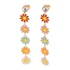 Brincos Longos de Aço Titânio Moda Brincos Simples de Margarida Brincos de Girassol Atacado Brincos Frescos Mori Femininos