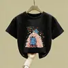 Camisetas de Verano de Manga Corta para Niñas, Nuevo Estilo, Lindas, Estilo Coreano, de Verano, Media Manga, Algodón Puro, Estampadas, Modernas, para Niños Pequeños y Medianos