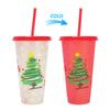 2026 Nova Caneca de Natal que Muda de Cor PP Café Plástico Camada Única Sensível à Temperatura Canudo que Muda de Cor Fabricante de Caneca que Muda de Cor