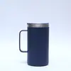 Taza aislada de acero inoxidable 304, taza de agua para oficina, taza de café portátil a prueba de fugas con asa, taza de color sólido de doble capa, hervidor