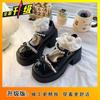 Zapatos de Plataforma para Aumentar la Altura con Faldas para Mujer, Novedad Primavera y Verano 2025 Estilo Francés Retro Zapatos de Cuero Estilo Universitario con Lazo de Perlas