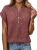 Camiseta Informal de Manga Murciélago Corta con Cuello en V y Canalé Cepillado para Mujer, Comercio Transfronterizo Europeo y Americano de Amazon, Primavera/Verano 2026