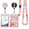 Lanyard de Poliéster Brillante con Polvo Brillante y Hebilla de Tirar Fácil de Jalar Mármol Portatarjeta de Identificación Fluido PVC En Stock