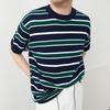 Atacado de fábrica suéter listrado moda masculina Joker casual camiseta de manga curta camiseta de manga meia-manga gola redonda masculina camisa base