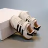 Zapatos casuales de lona para niños y niñas, suela suave, para primavera y otoño, zapatillas blancas, con velcro antideslizante, calzado deportivo infantil para estudiantes