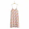 En Stock Estilo Europeo y Americano Primavera Nueva para Mujer Venta al por Mayor Rayón Estampado Tirantes Finos Vestido Falda Corta 110