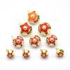 Campana Hueca de Cloisonné de 13 mm, Campana Pequeña de Bola de Flor Colorida, Colgante Decorativo Metálico Esmaltado para Manualidades al por Mayor
