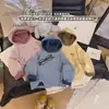 Roupa íntima base com capuz em veludo mousse infantil, para meninos e meninas, outono e inverno, manga longa, quente, camiseta de moletom bordada